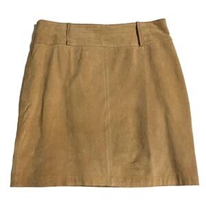 Tower Hill Sport Vintage Suede Skirt Tan Beige Leather Pencil Straight Lined 12